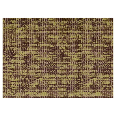 Dundee Deco Leaf Bathroom Mat - 35" x 26" Beige Waterproof Non-Slip Quick Dry Rug, Non-Absorbent Dirt Resistant Perfect for Kitchen, Bathroom and Restroom