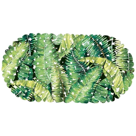 Dundee Deco Leaf Bathtub and Shower Mat - 27" x 14" Green Waterproof Non-Slip Quick Dry Rug, Non-Absorbent Dirt Resistant Perfect for Bathroom, Shower, Restroom and Bathtub