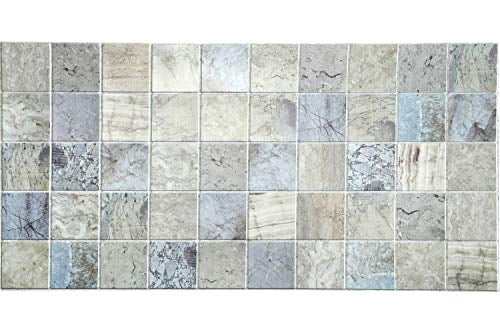 Dundee Deco PG7044-5 Blue Beige Faux Distressed Marble Squares PVC 3D ...