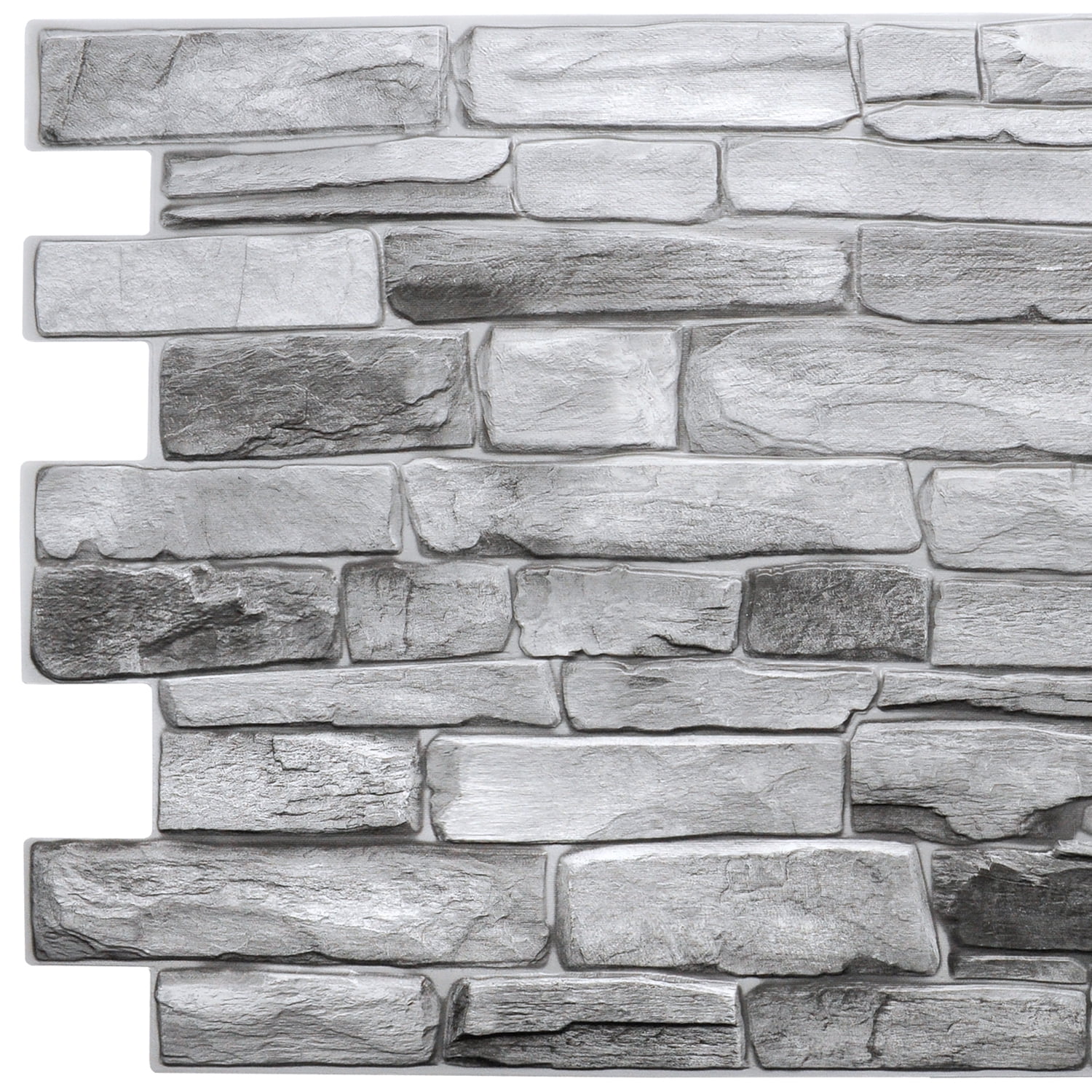 20" x 39" Silver Faux Stone 3D Decorative Wall Panel