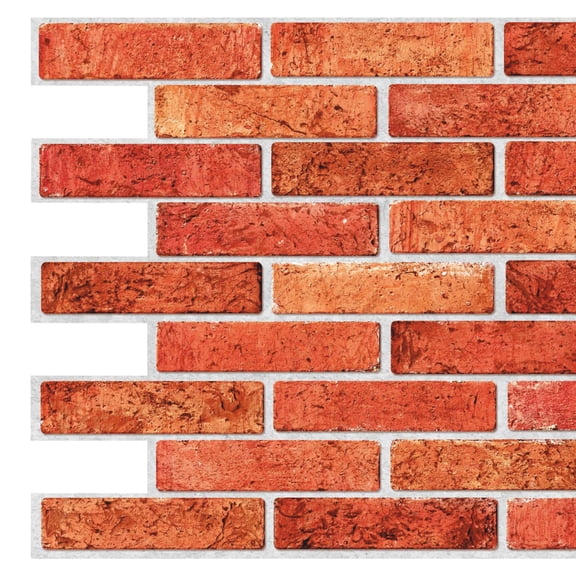Dundee Deco PVC 3D Interior Design Wall Paneling - Red Faux Brick, 3.2 ft x 1.6 ft each, 5-pack