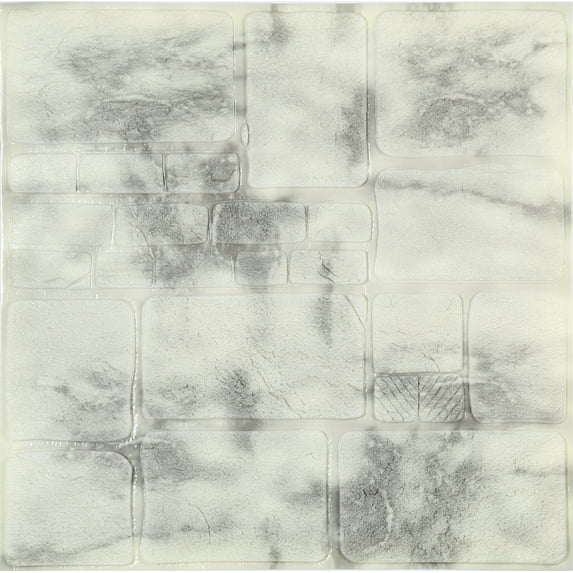 Dundee Deco Peel and Stick 3D Self Adhesive Foam Wallpaper - Beige, Charcoal Faux Bricks, 2.3 ft x 2.3 ft each, 5-pack