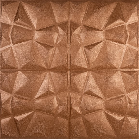 Dundee Deco Peel and Stick 3D Self Adhesive Foam Wallpaper - Copper Bronze Diamond, 2.3 ft x 2.3 ft Each, 10-Pack