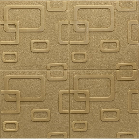 Dundee Deco Peel and Stick 3D Self Adhesive Foam Wallpaper - Dark Gold Circular Shapes, 2.3 ft x 2.3 ft each, 5-pack