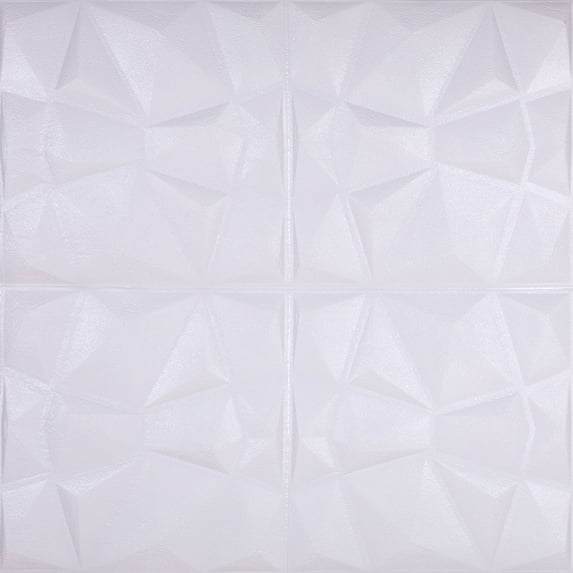 Dundee Deco Peel and Stick 3D Self Adhesive Foam Wallpaper - Off White Diamond, 2.3 ft x 2.3 ft
