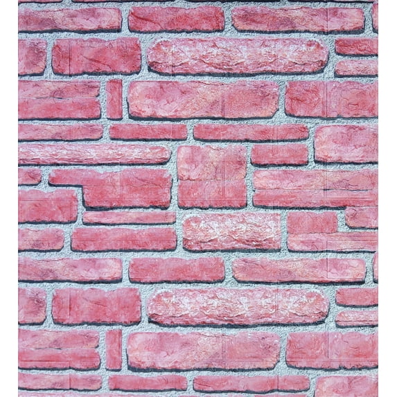Dundee Deco Peel and Stick 3D Self Adhesive Foam Wallpaper - Red Faux Brick, 2.3 ft x 2.5 ft Each, 5-Pack