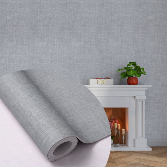 Dundee Deco Peel and Stick Faux Fabric Wallpaper Roll, 24" x 9', Grey