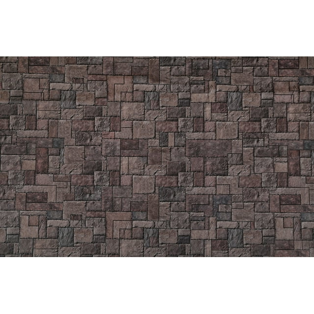 Dundee Deco Peel and Stick Self Adhesive Removable Wallpaper - Distressed Marble Brown, Grey Bricks, 18 ft x 18 in
