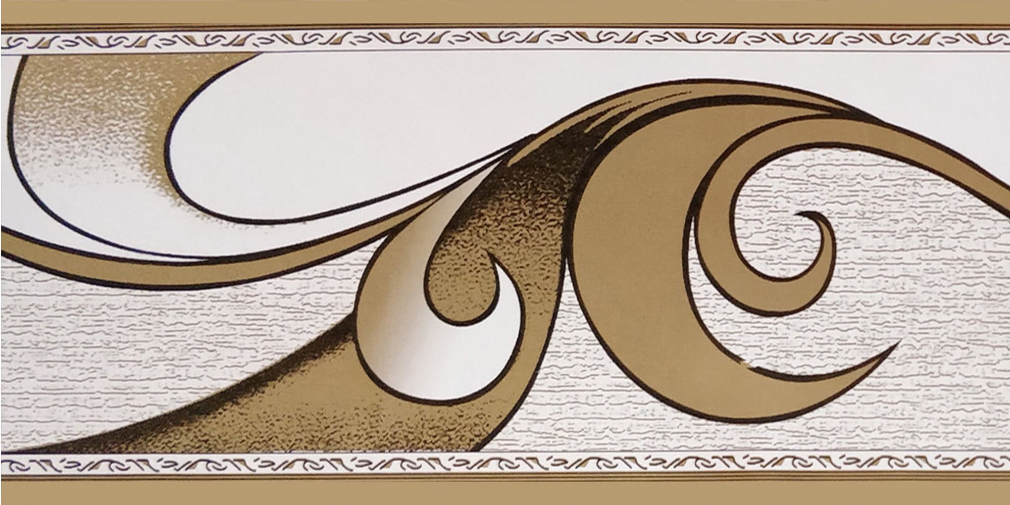 Dundee Deco Peel and Stick Self Adhesive Wallpaper Border - Abstract Brown Scrolls, 33 ft x 2 in