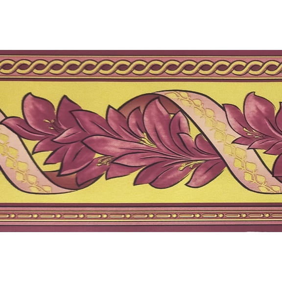 Dundee Deco Peel and Stick Self Adhesive Wallpaper Border - Damask Mauve Taupe, Scrolls, 33 ft x 4 in