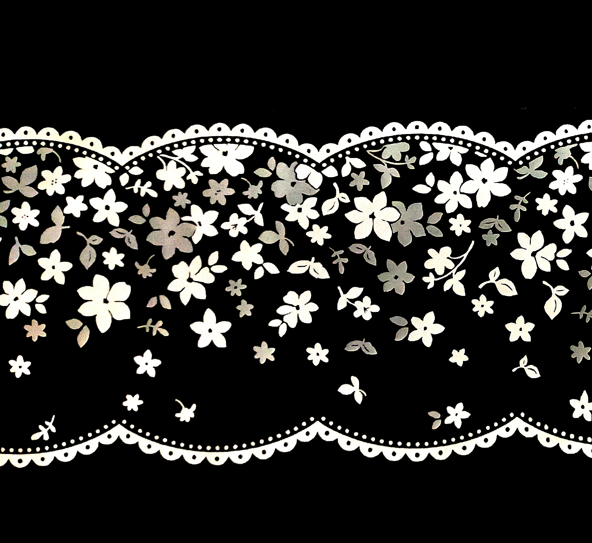 Dundee Deco Peel and Stick Self Adhesive Wallpaper Border - Floral White, Bronze Tiny Flowers, 33 ft X 4 in