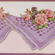 Dundee Deco Peel and Stick Self Adhesive Wallpaper Border - Pink Bloomed Roses Lilac Mauve Table Cloth Kitchen, 33 ft x 4 in