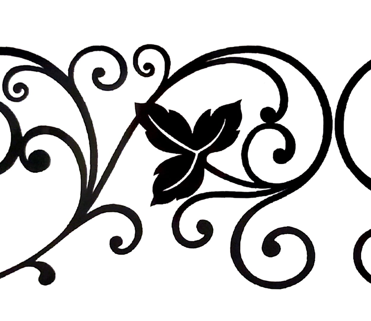 Dundee Deco Peel and Stick Self Adhesive Wallpaper Border Roll - Damask Black Vines, Scrolls, 33 ft X 4 in