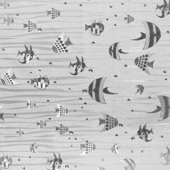 Dundee Deco Peel and Stick Self Adhesive Wallpaper - Kids Glitter All Shades of Grey Floating Fish, 18 ft x 18 in