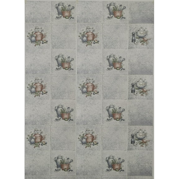 Dundee Deco Peel and Stick Self Adhesive Wallpaper - Midcentury Printed Grey, Sepia Kettle, 18 ft x 18 in