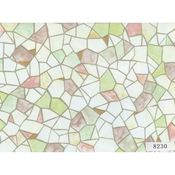 Dundee Deco Peel and Stick Self Adhesive Wallpaper - Printed off-White, Sepia Stained Glass, 18 ft x 18 in