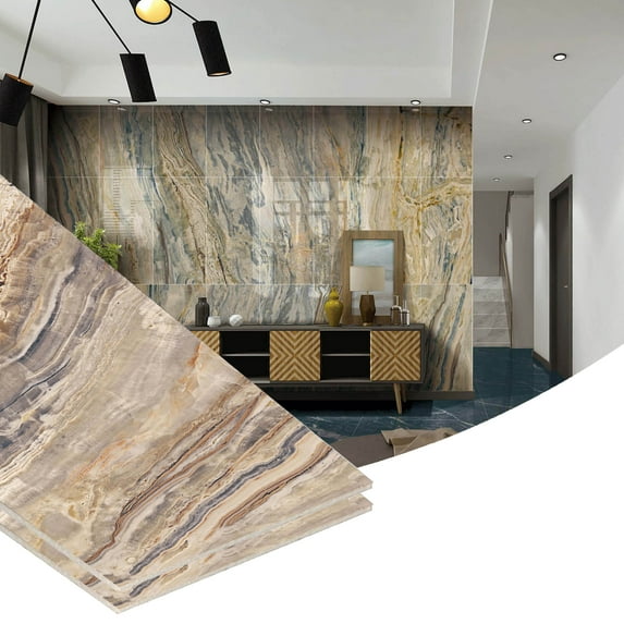 Dundee Deco Peel and Stick Wall Panels, Beige, Brown, Set of 5, Covers 9.5 sq ft