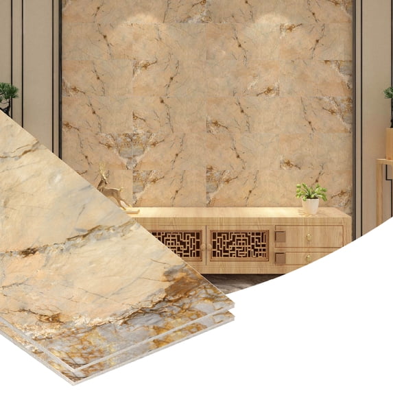 Dundee Deco Peel and Stick Wall Panels, Beige, Grey, Set of 5, Covers 9.5 sq ft