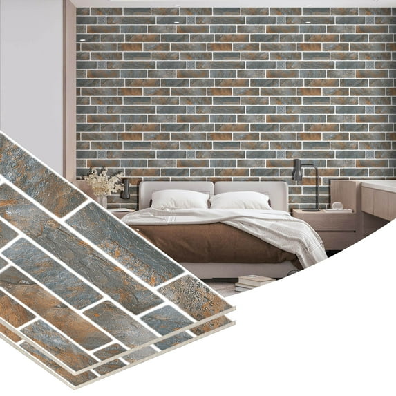 Dundee Deco Peel and Stick Wall Panels, Black, Orange, Set of 5, Covers 9.5 sq ft