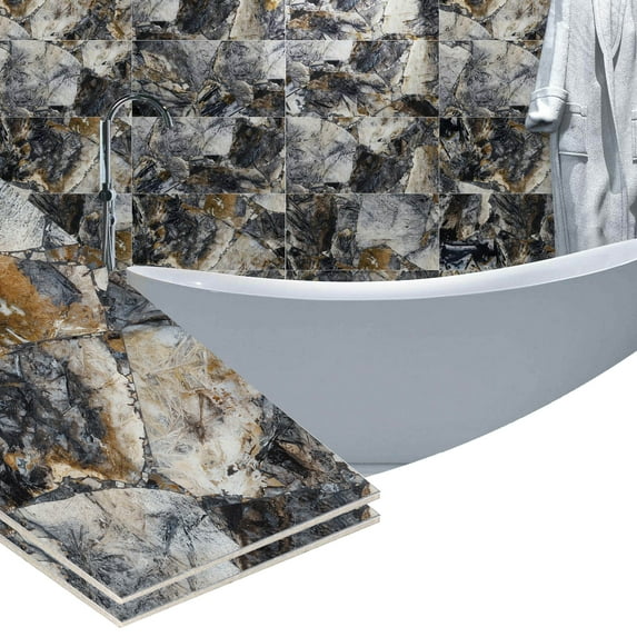 Dundee Deco Peel and Stick Wall Panels, Brown, Beige, Grey, Single Panel, Covers 1.9 sq ft