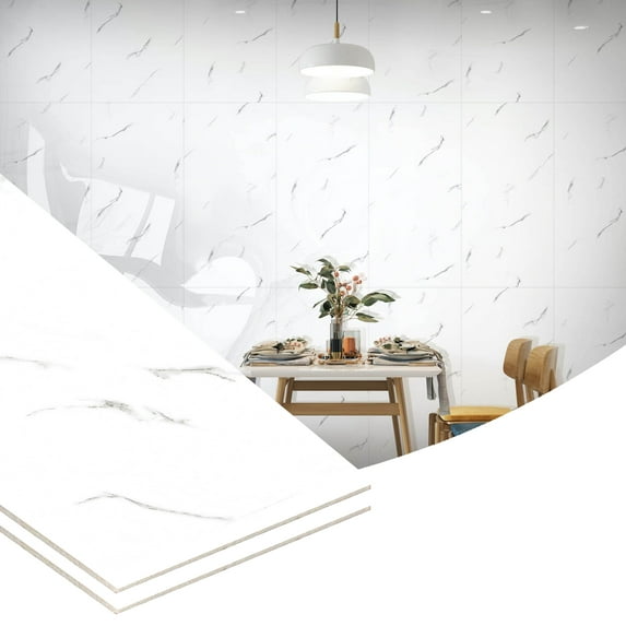 Dundee Deco Peel and Stick Wall Panels, White, Grey, Set of 10, Covers 19 sq ft