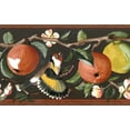 thumbnail image 1 of Dundee Deco Prepasted Wallpaper Border - Floral Brown, Pink, Green Apples on Vine, Birds, 15 ft x 6.89 in, 1 of 5