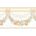 thumbnail image 1 of Dundee Deco Prepasted Wallpaper Border - Floral Green, White, Pink Roses in Garlands, 15 ft x 5.1 in, 1 of 5