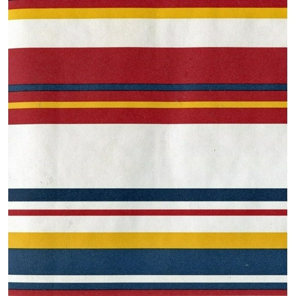 Dundee Deco Prepasted Wallpaper Border - Geometric Red, White, Blue, Yellow Stripes, 15 ft x 6.5 in