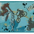 thumbnail image 1 of Dundee Deco Prepasted Wallpaper Border - Sports Blue, Green, Yellow Motorcycles, Sport, 15 ft x 8 in, 1 of 5
