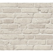 Dundee Deco Wallpaper Roll - Best OF Woodn Stone - Modern Brick Beige, 21 in x 33 in