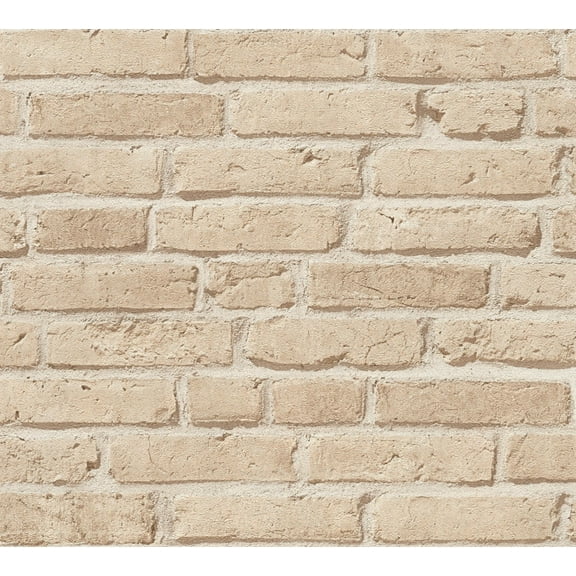 Dundee Deco Wallpaper Roll - Best OF Wood'n Stone - Modern Wood Stone Brick Beige, 21 in x 33 in