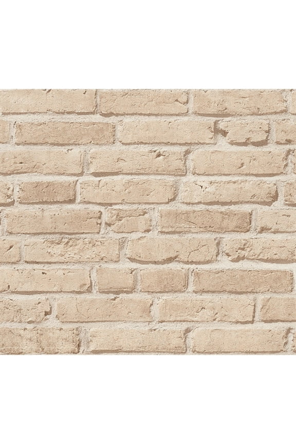 Dundee Deco Wallpaper Roll - Best OF Wood'n Stone - Modern Wood Stone Brick Beige, 21 in x 33 in