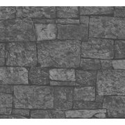 Dundee Deco Wallpaper Roll - Best OF Woodn Stone - Modern Wood Stone Brick Grey, 21 in x 33 in