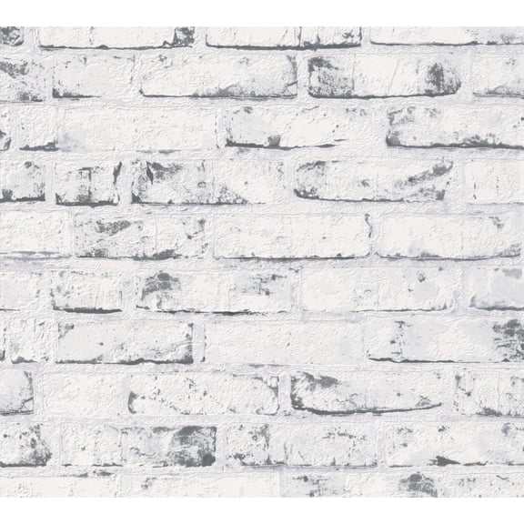 Dundee Deco Wallpaper Roll - Best OF Wood'n Stone - Modern Wood Stone Brick White, Grey, 21 in x 33 in