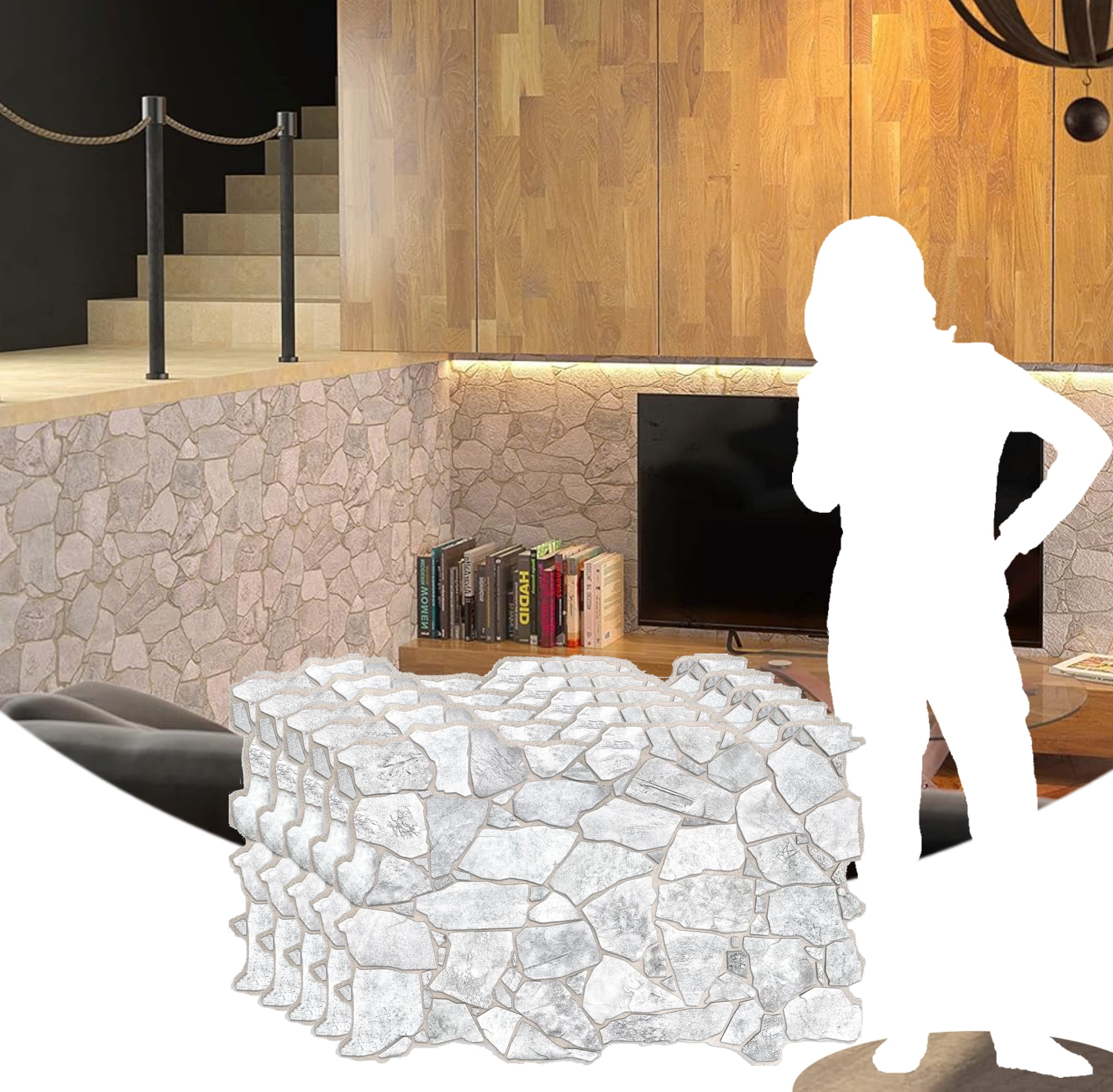 Dundee Deco Textured Decorative Faux Stone PVC 3D Wall Panel, 3.2 ft X ...