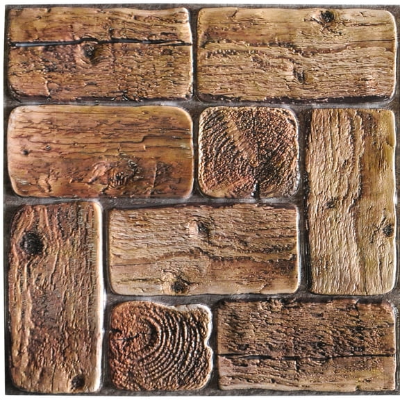 Dundee Deco's Brown Faux Logs PVC 3D Wall Panel, 3.2 ft X 1.6 ft, Interior Design Wall Paneling Decor Commercial and Residential Application, 5.12 sq. feet each, Pack of 5
