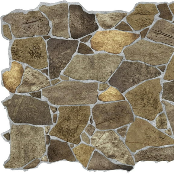 Dundee Deco's Brown Faux Stone PVC 3D Wall Panel, 3.2 ft X 2.1 ft (98cm X 63cm), Interior Design Wall Paneling Decor, Total Coverage 6.7 sq. ft. (0.6 sq. m)