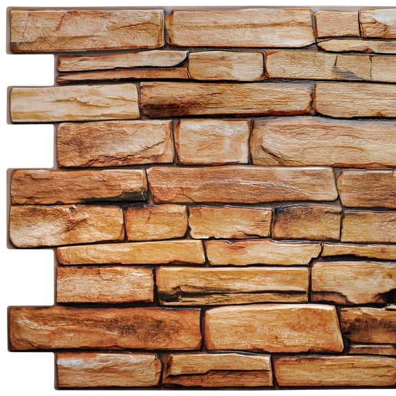 Dundee Deco's Brown Red Faux Slate PVC 3D Wall Panel, 3.3 ft X 1.7 ft, Interior Design Wall Paneling Decor Commercial and Residential Application, 5.61 sq. feet each