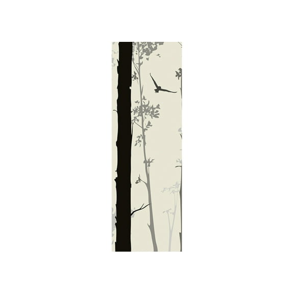 Dundee Deco's Children Beige Black Minimalist Forest Wall Mural, 35 in X 106 in (27 sq ft.)