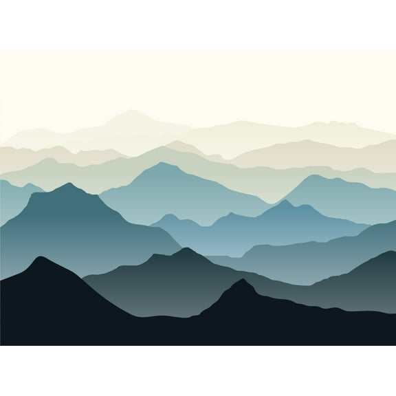 Dundee Deco's Contemporary Blue Beige Mountain Range Wall Mural, 142 in X 106 in (108 sq ft.)