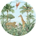 thumbnail image 1 of Dundee Deco's Contemporary Yellow Green Beige Jungle Adventure Circular Peel and Stick Wall Mural, 28 in Diameter (4 sq ft.), 1 of 3
