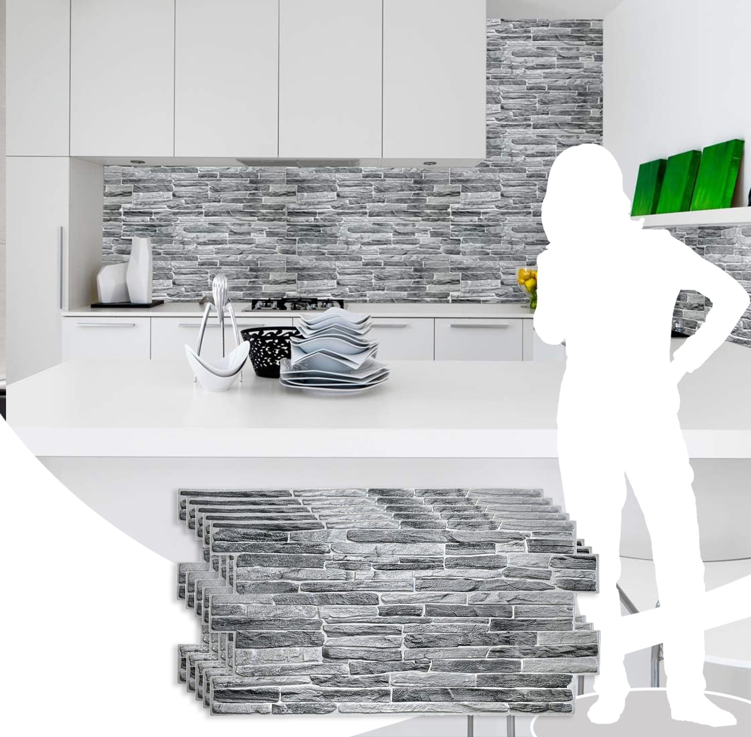 Dundee Deco's Dark Grey Faux Slate PVC 3D Wall Panel, 3.3 ft X 1.7 ft, Interior Design Wall Paneling Decor Commercial and Residential Application, 5.61 sq. feet each, Pack of 5