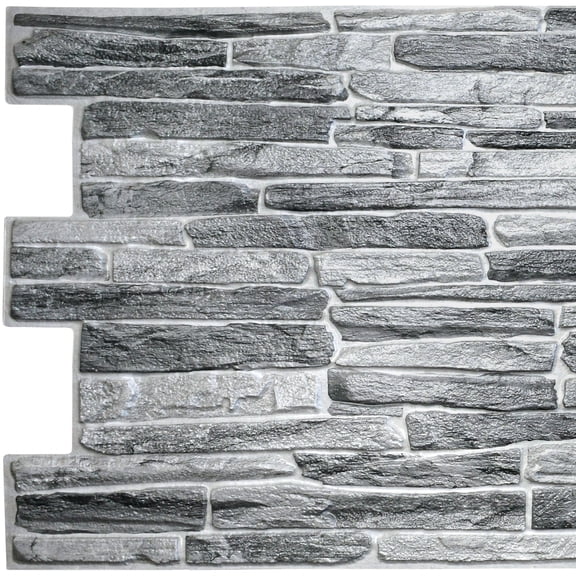 Dundee Deco's Dark Grey Faux Slate PVC 3D Wall Panel, 3.3 ft X 1.7 ft, Interior Design Wall Paneling Decor Commercial and Residential Application, 5.61 sq. feet each