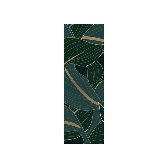 Dundee Deco's Geometric Gold Green Abstract Leaves Wall Mural, 35 in X 106 in (27 sq ft.)