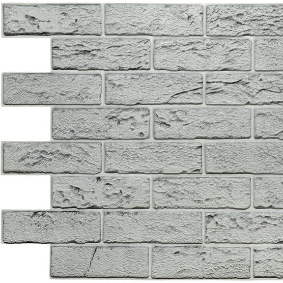 Dundee Deco's Grey Faux Bricks PVC 3D Wall Panel, 3.3 ft X 2 ft, Interior Design Wall Paneling Decor Commercial and Residential Application, 6.4 sq. feet each