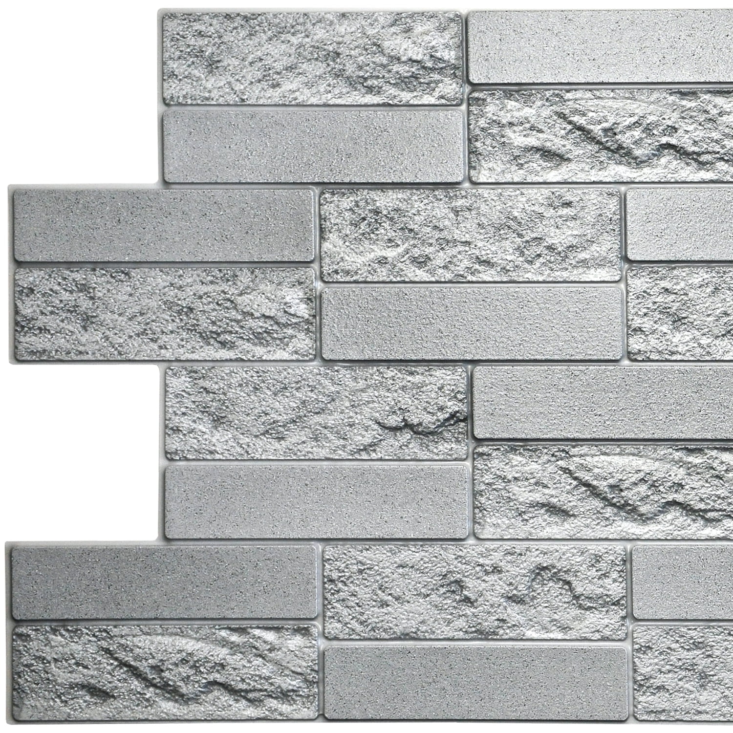 Dundee Deco's Grey Faux Cement Brick PVC 3D Wall Panel, 3.3 ft X 1.6 ft, Interior Design Wall Paneling Decor Commercial and Residential Application, 5.28 sq. feet each, Pack of 10