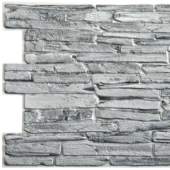 Dundee Deco's Grey Faux Slate PVC 3D Wall Panel, 3.3 ft X 1.7 ft, Interior Design Wall Paneling Decor Commercial and Residential Application, 5.61 sq. feet each