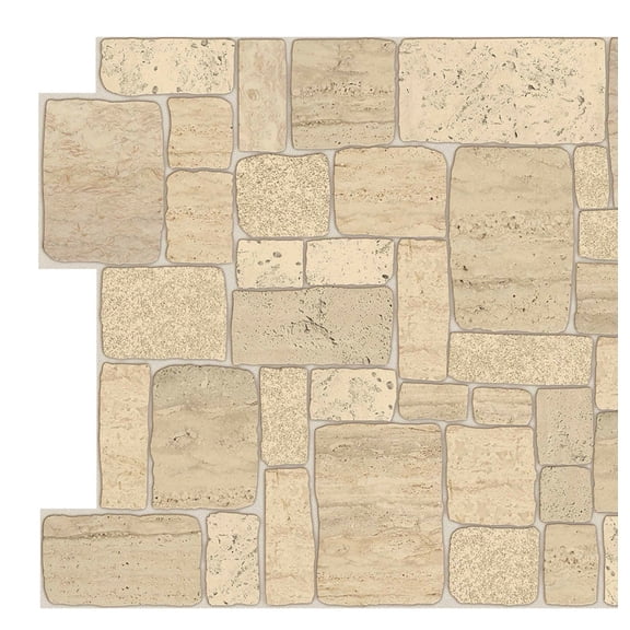 Dundee Deco's Light Beige Faux Limestone PVC 3D Wall Panel, 3.3 ft X 1.7 ft, Interior Design Wall Paneling Decor Commercial and Residential Application, 5.61 sq. feet each