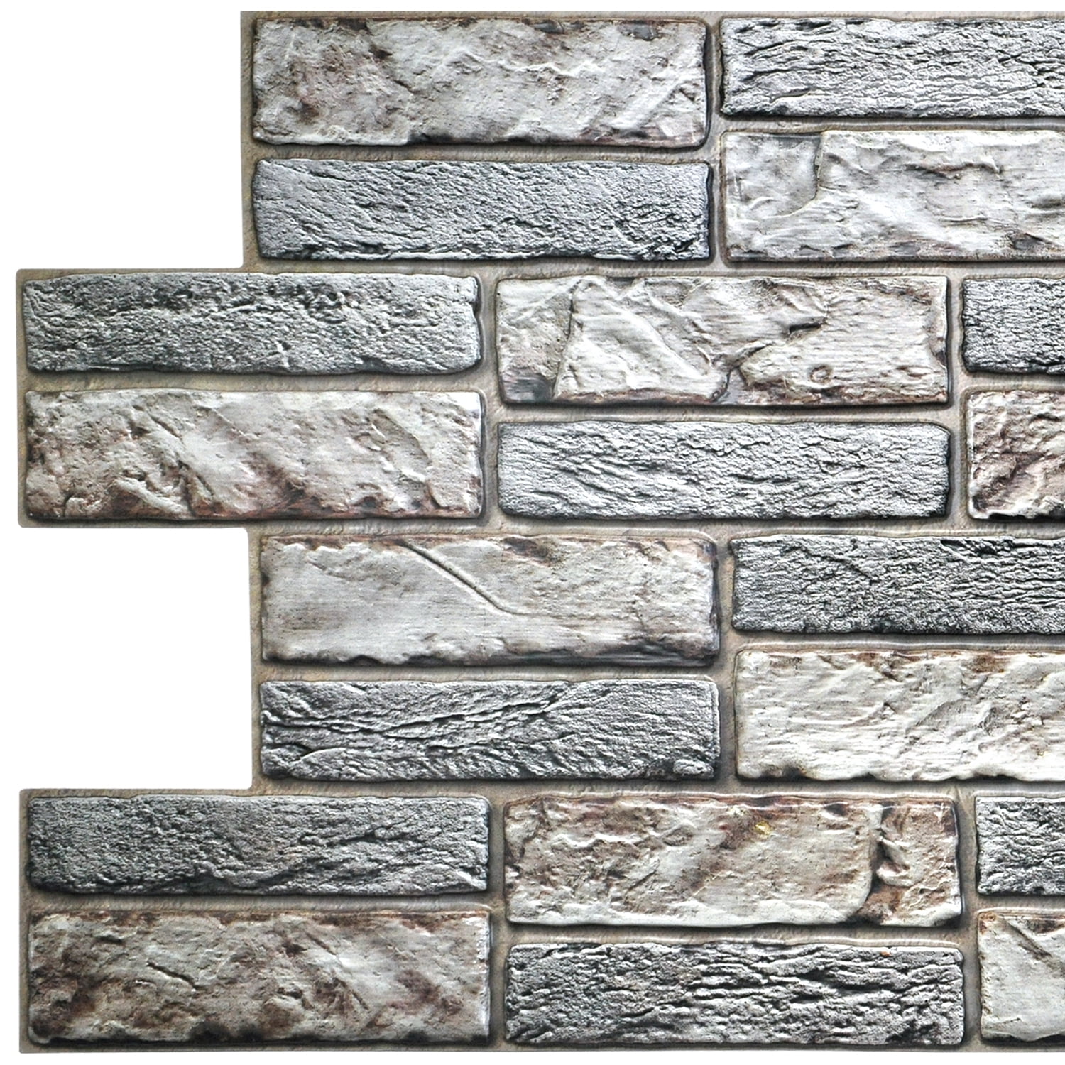 Dundee Deco's Light Beige Grey Faux Old Brick PVC 3D Wall Panel, 3.2 ft X 1.6 ft, Interior Design Wall Paneling Decor Commercial and Residential Application, 5.12 sq. feet each