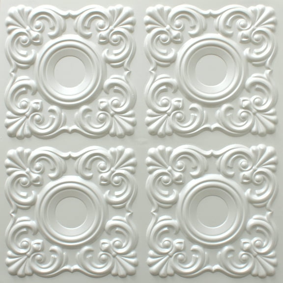 Dundee Deco's Modern Pearl White Shapes Glue Up Ceiling Panels, 2 ft. X 2 ft. (4 sq ft.) each